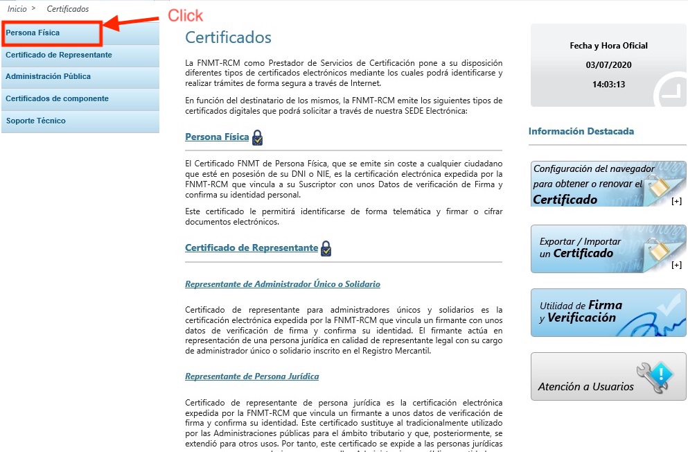 Seleccionar Persona Física